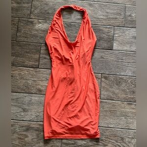 Vibrant Orange Halter Dress